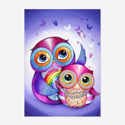 China Full Picture 5D DIY Drill Diamond Painting Cartoon Owl Butterfly Cross Stitch Kits Decors Wholesale Environmental Friendly Custom Gift for sale