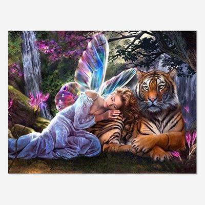 China Factory Wholesale Environmentally Friendly 5D Diamond Painting Butterfly Fairy Tiger Wall Paintings Wings Picture Decor Mural Christmas DIY Home Gifts for sale