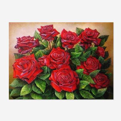 China Full Drill Diamond Painting Red Rose Flower 5D Picture DIY Embroidery Home Wall Decor OEM/ODM Factory Wholesale Environmental Friendly for sale