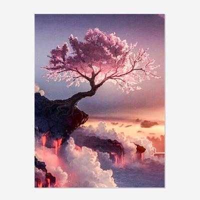 China Wholesale Full Drill Diamond Painting 5D Picture DIY Embroidery Volcano Tree Environmental Friendly Factory Abstract Home Wall Decor OEM/ODM Gift for sale