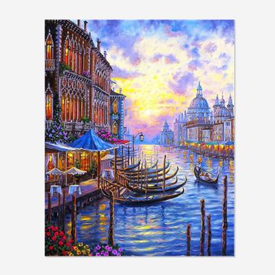 China Wholesale Square/Round Gifts Square/Round 5D Diamond Painting Christmas DIY Factory Environmental Friendly Venice Landscape Ship Dock Picture Decor Factory Mural for sale