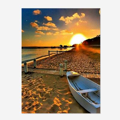 China 5D Full Square/Round Drill Diamond Painting Christmas DIY Environmental Friendly Gifts Beach Dusk Landscape Boat Picture Wall Painting Home Decor Wholesale for sale