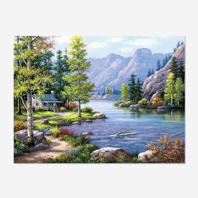 China Wholesale Full Drill Square/Round 5D Diamond Painting Christmas DIY Gifts River Mountain Landscape Picture Environmental Friendly Home Decor Mural for sale