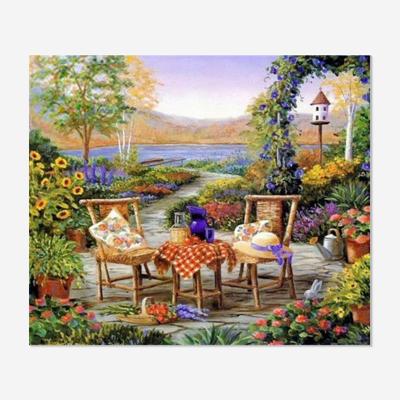 China Canvas Environmental Friendly Modern Diamond Painting 5D Landscape Courtyard Family Drill Diamond Painting DIY Cross Stitch Kit for sale