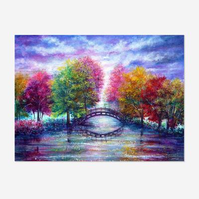 China 5D DIY Picture Drill Diamond Painting Colorful Tree Bridge Cross Stitch Kits Decors Full Environmental Friendly Wholesale Custom Gift for sale