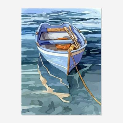 China Full Drill Diamond Painting Abstract Lake Boat Photo 5D DIY Wall Decor Gift Cross Stitch Environmental Friendly Wholesale Custom Kits for sale