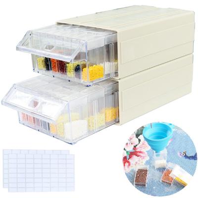 China 35/70/140 Square Bottle+Funnel+Sticker Environmentally Friendly Bottles Drawer Storage Box Diamond Painting Accessories Container Box Sets Nail Tools for sale