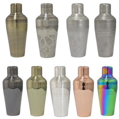 China Stocked Japanese-Style 510ml Cocktail Shaker with Etching Pattern Rose Gold Plated Stainless Steel for Bartenders for sale