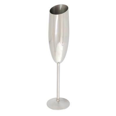 China Stocked Premium 304 Stainless Steel Bevel Champagne Flutes Goblet Shape Metal Material for Banquets Parties Cocktails for sale