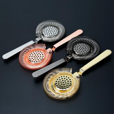 China Stocked Eco-Friendly Stainless Steel Bar Strainer Black Plated Cocktail Tool and Accessories by Seller for sale