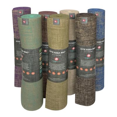 China Jute mix with PVC hemp fabric mix with PVC foam 5mm thick natural rubber yoga mat for sale