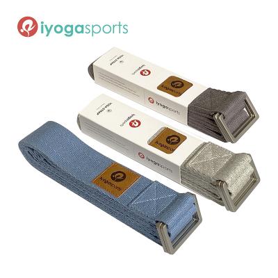 China 100% Cotton Yoga Belt 8ft Natural Strong Organic Length Belt Custom Logo Iyogasports for sale