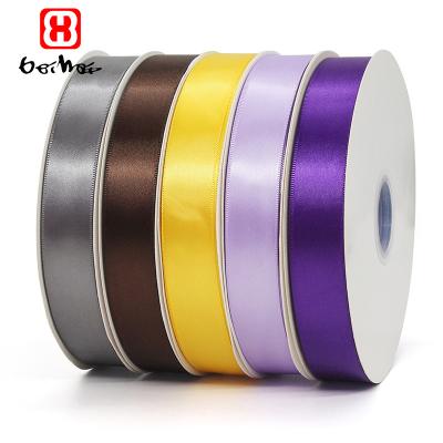 China 100% Polyester Sustainable 25 mm Satin Ribbon Single Face Spot Ribbon In Stock Box Custom Logo And Printed For Box Gifting Or Packing for sale