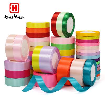 China High Tenacity Factory Stocked Mixed Single / Double Faced 3-100 Mm Width Smooth Satin Solid Colors Ribbons for sale