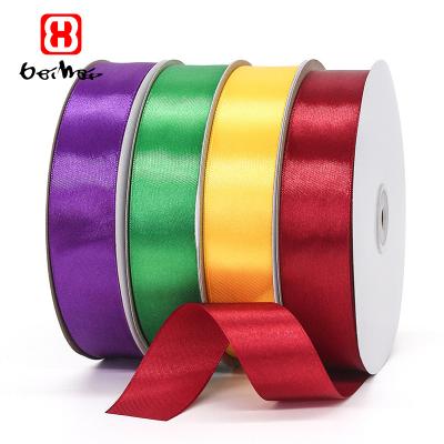 China Sustainable Decorative Ribbon 30mm 100% Polyester Satin Ribbon Stocked Customized Ribbons With Logo For Packaging for sale