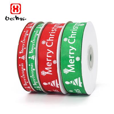 China Factory Wholesale Retail High Tenacity Christmas Ribbon with Logo Printed Grosgrain Craft Ribbon for Christmas Gift Wrapping and Decoration for sale