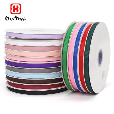 China Wholesale High Tenacity Stocked 100% Polyester Grosgrain Ribbon 10 Mm Solid Colors Can Custom Printed Grosgrain Ribbon For Gift Wrapping for sale