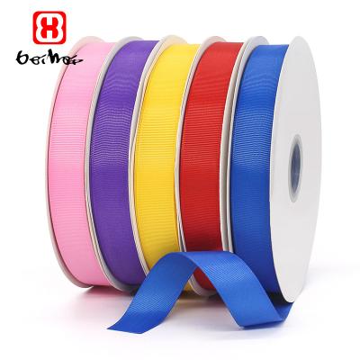 China High Tenacity Wholesale And Retail 100% Polyester Grosgrain Ribbon 1 Inch Stocked Customized Ribbons With Logo For Packaging And Decorate for sale