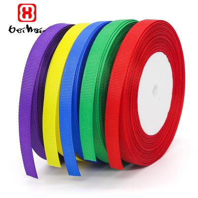 China High Tenacity 100% Polyester 10 Mm Grosgrain Ribbon In Stock Products Can Custom Logo Printed Good Quality Polyester Grosgrain Ribbon for sale