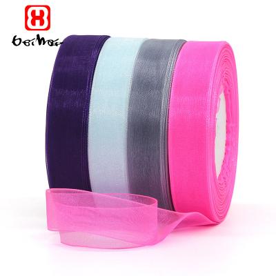 China Factory wholesale high tenacity 20mm 100% nylon organza ribbon with hand gift box box also for boxes package for sale