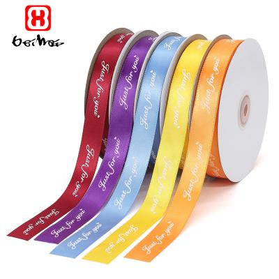 China Bei hai high tenacity brand hot sale custom made ribbon with logo 20mm satin ribbon just for you printed decorative ribbon for sale