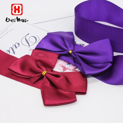 China Hot Selling High Tenacity Factory Pre-tie Gift Satin Ribbon Bows Many Colors Option For Holiday Decoration Package Bows for sale