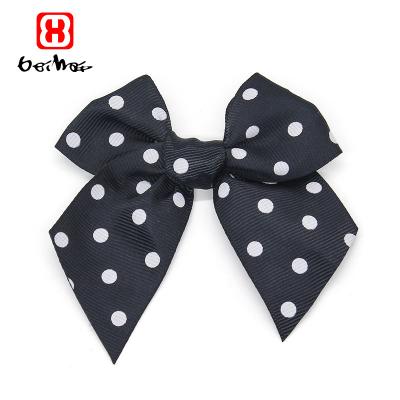 China High Tenacity Personalized Custom Printed Classic Wave Dot Style Gift Wrapping Pre-Tied Grosgrain Ribbon Bows For Party Festivals Supplies for sale