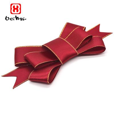 China Hot Selling 100% High Tenacity Polyester Gift Satin Ribbon Bow Pre Made Ribbon Bow For Gift Box Christmas Wine Bottles for sale