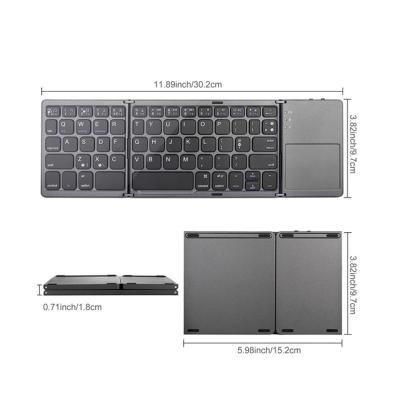 China Wireless Most Popular Portable Folding BT 3.0 Mini Wireless Keyboard with Touchpad for Tablet Cell Phones for sale