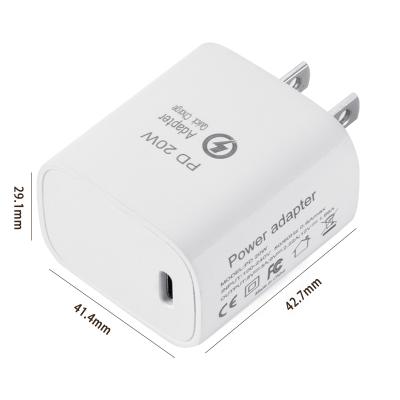 China Factory Wholesale US/UK/EU Cell Phone Laptop Plug In Type C Power Travel Adapter 20W Palladium Wall Fast Charging Charger For iPhone 12 pro for sale