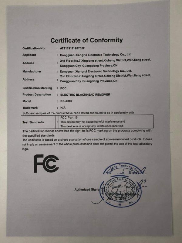 FCC - Dongguan Xiangrui Electronic Technology Co., Ltd.