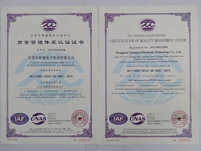 ISO9001 - Dongguan Xiangrui Electronic Technology Co., Ltd.