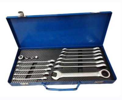 China Repair Used Set of open-end ring ratchet spanner 16-part width across flats 8-19 mm straight for sale