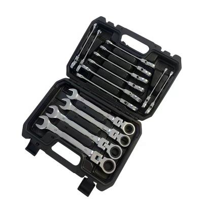 China Repair Used 14pcs flexible head black Nickle finish  golden Ratchet   Wrench Set for Auto Repair for sale