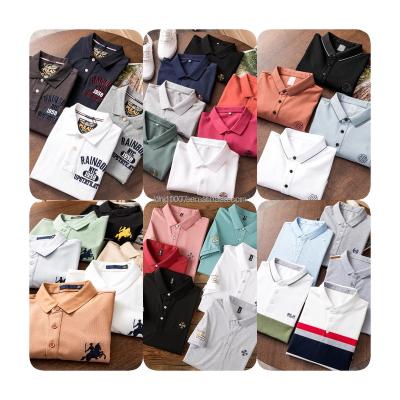 China Anti-wrinkle men's T-shirt 2023 spring summer new solid color V-neck POLO suits short sleeve top men for sale