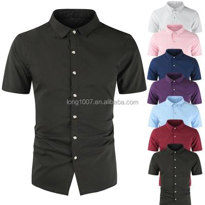 China 2022 summer new European and American Hong Kong style street sleeve loose casual men's shirt Anti-wrinkle shirt men's short blouse for sale