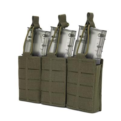 China Laser cut molle / can hold 3x 5.56 mag bungee cord to secure your 1050D nylon mag 556 triple mag magazine pouch for tactical vest molle holster magazine pouch for sale