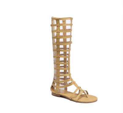 China 2017 Summer Durable Fashionable Gladiator Knee High Sandals Boots Rome Bandage Hollow Sandals for sale