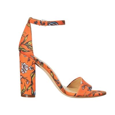 China Durable Fashion Party Ankle Wear Strap Flower Fabric High Block Heel Sandals for sale