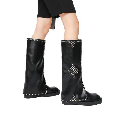 China Durable knight boots women 2021 autumn and new winter rivet boots but knee boots for sale