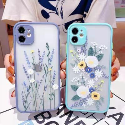 China Custom Frosted Anti-fall Beautiful Oulike Flower Phone Case For iPhone 13 12 11 Pro Max Xs Xr Xs Max 7 8 Plus for sale