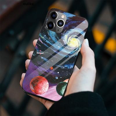 China Anti-fall 2021 New Low Moq Fashionable Ray Tempered Glass Phone Cases Blue For Iphone for sale