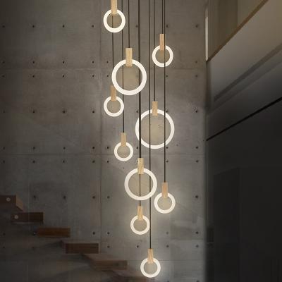 China Nordic Modern Metal Indoor Acrylic Round Light LED Ring Lighting Pendant Lamp for sale