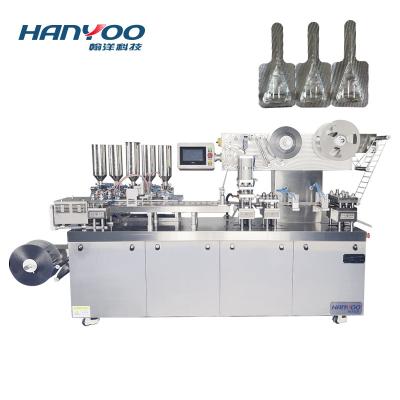 China HANYOO DPP-360Y High Efficiency Fun Egg Toys Flavor Pet Dewormer Blister Packing Machine Dough/Liquid Sauce/Ketchup Packing Machine for sale