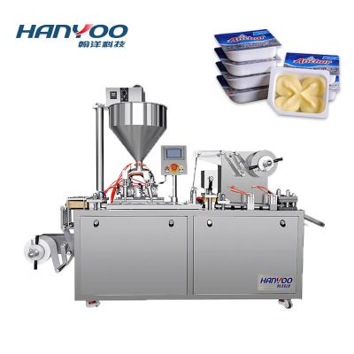 China High efficiency HANYOO liquid perfume filling DPP-120Y automatic blister packing machine red worm/butter/jam/honey/paste package for sale