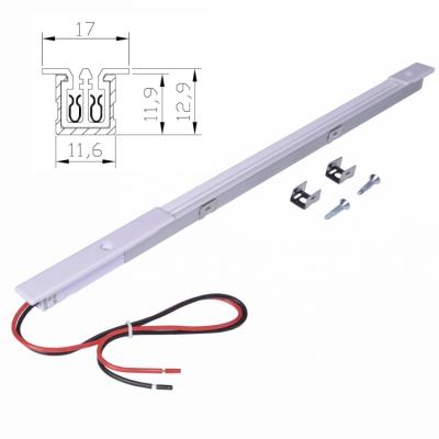 China 12v24v dc 2 wire led aluminum profile track system power mini linear rail for supermarket shelf track with input connector CN2201 for sale