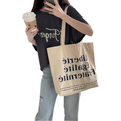 China Wholesale Natural Soft Handled Shopping Bags With Logos Canvas Tote Blank Cotton Canvas Tote Shopping Bag for sale