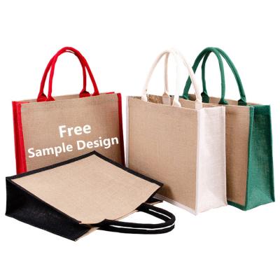 China Eco Friendly Handled Custom Logo Jute Sack Shopping Packaging for sale