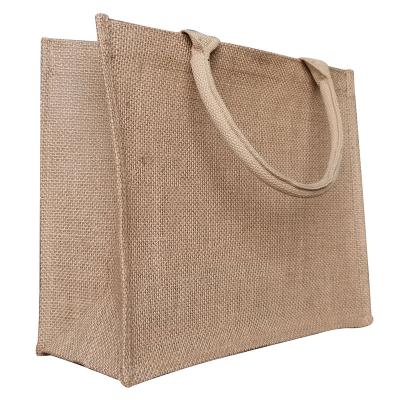 China Eco Reusable Tote Handled Custom Logo Printed Jute Shopping Bag for sale