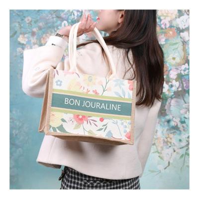 China Eco Friendly Canvas Handled Jute Shopping Bag Jute Shopping Bag Logo Jute Shopping Bag for sale